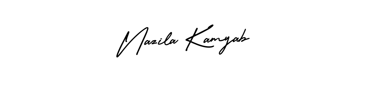 See photos of Nazila Kamyab official signature by Spectra . Check more albums & portfolios. Read reviews & check more about AmerikaSignatureDemo-Regular font. Nazila Kamyab signature style 3 images and pictures png