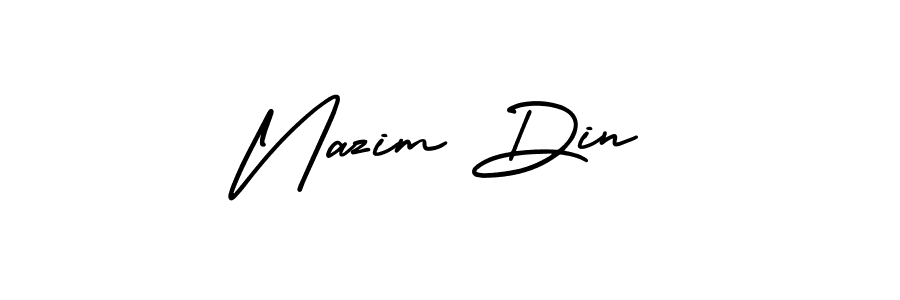 Also You can easily find your signature by using the search form. We will create Nazim Din name handwritten signature images for you free of cost using AmerikaSignatureDemo-Regular sign style. Nazim Din signature style 3 images and pictures png