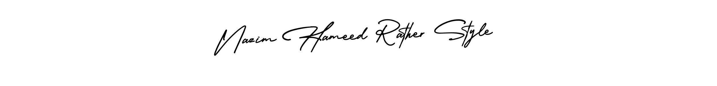 This is the best signature style for the Nazim Hameed Rather Style name. Also you like these signature font (AmerikaSignatureDemo-Regular). Mix name signature. Nazim Hameed Rather Style signature style 3 images and pictures png