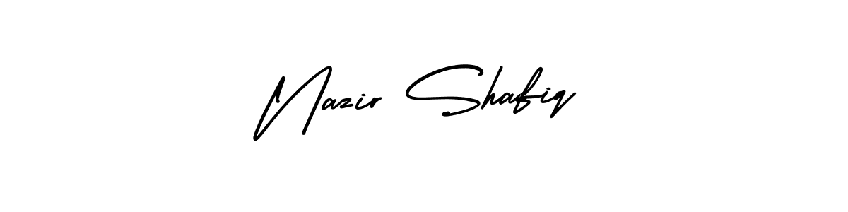 The best way (AmerikaSignatureDemo-Regular) to make a short signature is to pick only two or three words in your name. The name Nazir Shafiq include a total of six letters. For converting this name. Nazir Shafiq signature style 3 images and pictures png