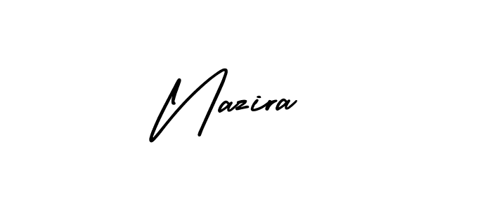 The best way (AmerikaSignatureDemo-Regular) to make a short signature is to pick only two or three words in your name. The name Nazira  include a total of six letters. For converting this name. Nazira  signature style 3 images and pictures png