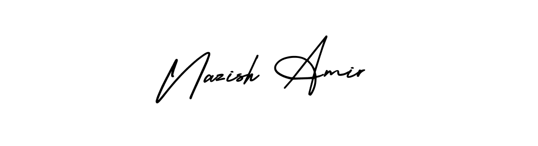 This is the best signature style for the Nazish Amir name. Also you like these signature font (AmerikaSignatureDemo-Regular). Mix name signature. Nazish Amir signature style 3 images and pictures png