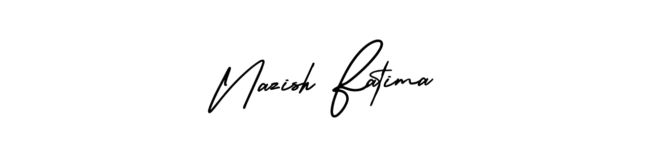 The best way (AmerikaSignatureDemo-Regular) to make a short signature is to pick only two or three words in your name. The name Nazish Fatima include a total of six letters. For converting this name. Nazish Fatima signature style 3 images and pictures png