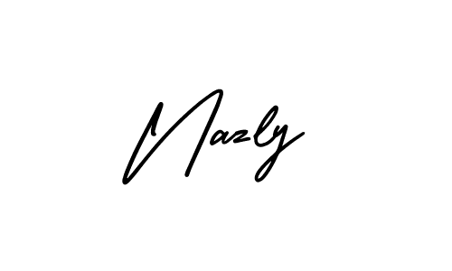 Similarly AmerikaSignatureDemo-Regular is the best handwritten signature design. Signature creator online .You can use it as an online autograph creator for name Nazly. Nazly signature style 3 images and pictures png