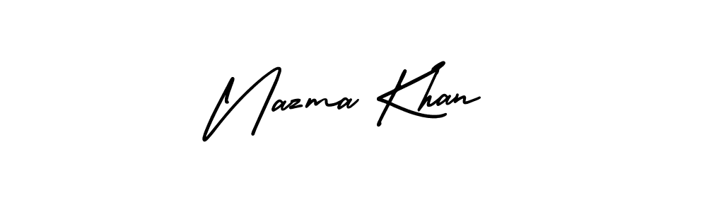 You should practise on your own different ways (AmerikaSignatureDemo-Regular) to write your name (Nazma Khan) in signature. don't let someone else do it for you. Nazma Khan signature style 3 images and pictures png