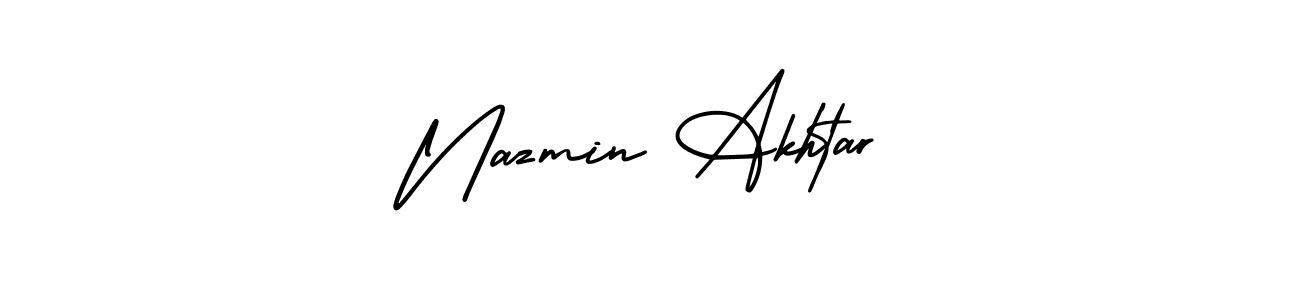 AmerikaSignatureDemo-Regular is a professional signature style that is perfect for those who want to add a touch of class to their signature. It is also a great choice for those who want to make their signature more unique. Get Nazmin Akhtar name to fancy signature for free. Nazmin Akhtar signature style 3 images and pictures png