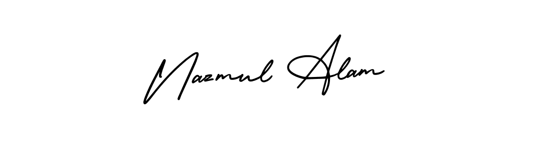Use a signature maker to create a handwritten signature online. With this signature software, you can design (AmerikaSignatureDemo-Regular) your own signature for name Nazmul Alam. Nazmul Alam signature style 3 images and pictures png