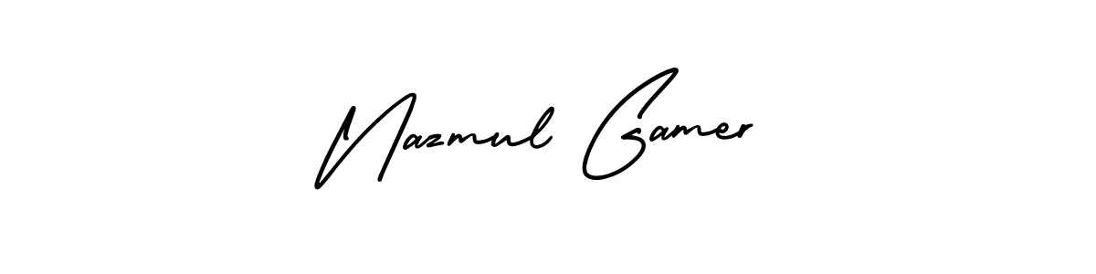 AmerikaSignatureDemo-Regular is a professional signature style that is perfect for those who want to add a touch of class to their signature. It is also a great choice for those who want to make their signature more unique. Get Nazmul Gamer name to fancy signature for free. Nazmul Gamer signature style 3 images and pictures png