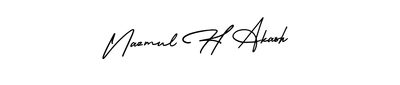 How to make Nazmul H Akash name signature. Use AmerikaSignatureDemo-Regular style for creating short signs online. This is the latest handwritten sign. Nazmul H Akash signature style 3 images and pictures png