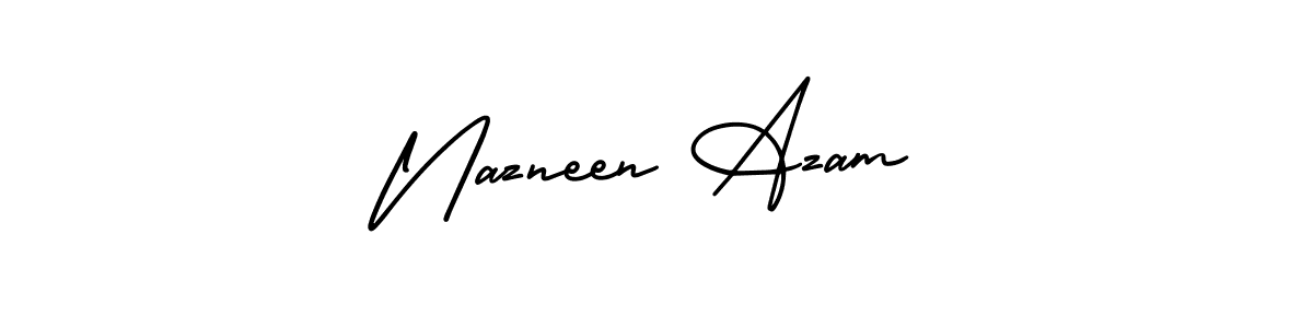 You should practise on your own different ways (AmerikaSignatureDemo-Regular) to write your name (Nazneen Azam) in signature. don't let someone else do it for you. Nazneen Azam signature style 3 images and pictures png