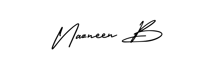 if you are searching for the best signature style for your name Nazneen B. so please give up your signature search. here we have designed multiple signature styles  using AmerikaSignatureDemo-Regular. Nazneen B signature style 3 images and pictures png