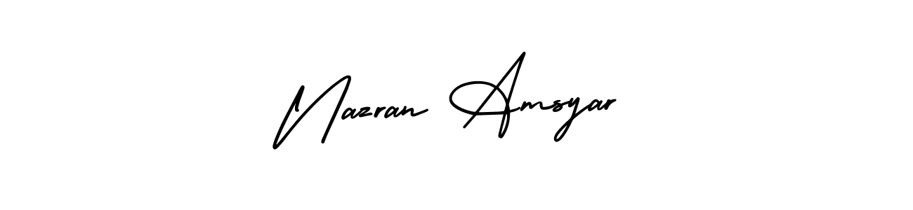 How to make Nazran Amsyar name signature. Use AmerikaSignatureDemo-Regular style for creating short signs online. This is the latest handwritten sign. Nazran Amsyar signature style 3 images and pictures png
