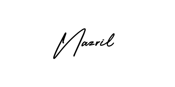 You should practise on your own different ways (AmerikaSignatureDemo-Regular) to write your name (Nazril) in signature. don't let someone else do it for you. Nazril signature style 3 images and pictures png