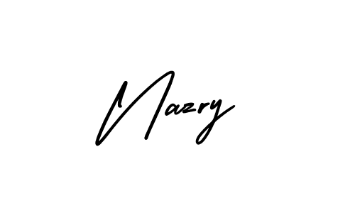 How to make Nazry name signature. Use AmerikaSignatureDemo-Regular style for creating short signs online. This is the latest handwritten sign. Nazry signature style 3 images and pictures png