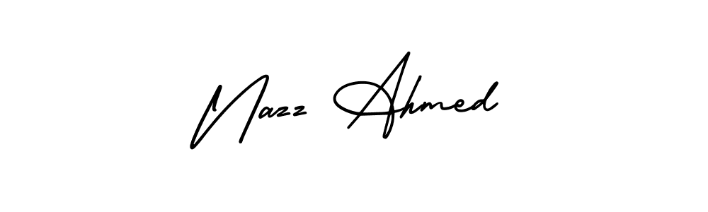 Make a short Nazz Ahmed signature style. Manage your documents anywhere anytime using AmerikaSignatureDemo-Regular. Create and add eSignatures, submit forms, share and send files easily. Nazz Ahmed signature style 3 images and pictures png