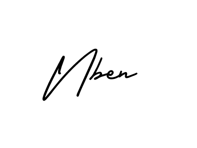 How to make Nben name signature. Use AmerikaSignatureDemo-Regular style for creating short signs online. This is the latest handwritten sign. Nben signature style 3 images and pictures png
