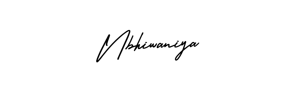 The best way (AmerikaSignatureDemo-Regular) to make a short signature is to pick only two or three words in your name. The name Nbhiwaniya include a total of six letters. For converting this name. Nbhiwaniya signature style 3 images and pictures png