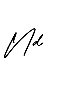 Nd stylish signature style. Best Handwritten Sign (AmerikaSignatureDemo-Regular) for my name. Handwritten Signature Collection Ideas for my name Nd. Nd signature style 3 images and pictures png