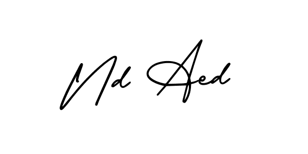 How to make Nd Aed name signature. Use AmerikaSignatureDemo-Regular style for creating short signs online. This is the latest handwritten sign. Nd Aed signature style 3 images and pictures png