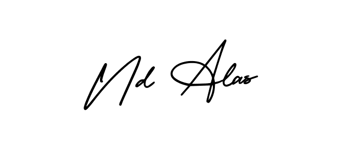 AmerikaSignatureDemo-Regular is a professional signature style that is perfect for those who want to add a touch of class to their signature. It is also a great choice for those who want to make their signature more unique. Get Nd Alas name to fancy signature for free. Nd Alas signature style 3 images and pictures png