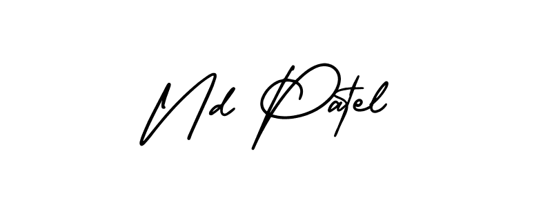 This is the best signature style for the Nd Patel name. Also you like these signature font (AmerikaSignatureDemo-Regular). Mix name signature. Nd Patel signature style 3 images and pictures png