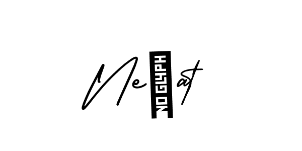 The best way (AmerikaSignatureDemo-Regular) to make a short signature is to pick only two or three words in your name. The name Neşat include a total of six letters. For converting this name. Neşat signature style 3 images and pictures png