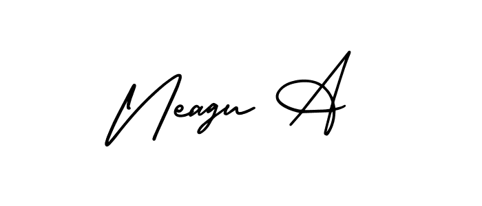 You should practise on your own different ways (AmerikaSignatureDemo-Regular) to write your name (Neagu A) in signature. don't let someone else do it for you. Neagu A signature style 3 images and pictures png