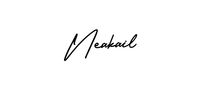 Neakail stylish signature style. Best Handwritten Sign (AmerikaSignatureDemo-Regular) for my name. Handwritten Signature Collection Ideas for my name Neakail. Neakail signature style 3 images and pictures png