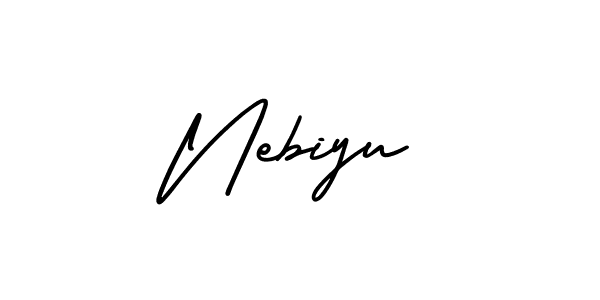 How to Draw Nebiyu signature style? AmerikaSignatureDemo-Regular is a latest design signature styles for name Nebiyu. Nebiyu signature style 3 images and pictures png
