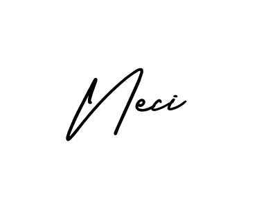 Neci stylish signature style. Best Handwritten Sign (AmerikaSignatureDemo-Regular) for my name. Handwritten Signature Collection Ideas for my name Neci. Neci signature style 3 images and pictures png