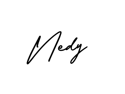 How to make Nedy name signature. Use AmerikaSignatureDemo-Regular style for creating short signs online. This is the latest handwritten sign. Nedy signature style 3 images and pictures png