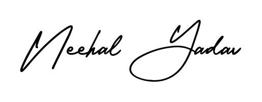 A dynamic signature style for Neehal Yadav using AmerikaSignatureDemo-Regular script. Designed to look authentic, handwritten, and professional. Neehal Yadav signature style 3 images and pictures png