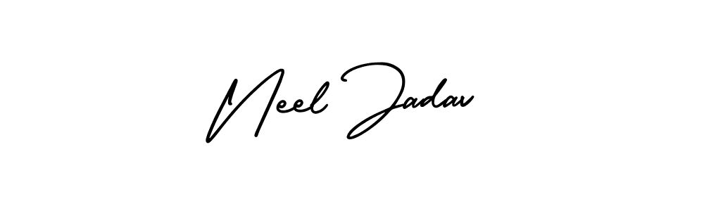 Similarly AmerikaSignatureDemo-Regular is the best handwritten signature design. Signature creator online .You can use it as an online autograph creator for name Neel Jadav. Neel Jadav signature style 3 images and pictures png