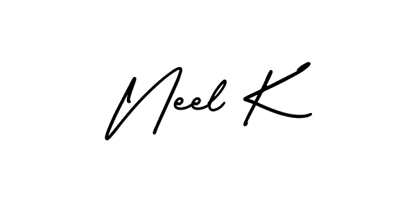 Also You can easily find your signature by using the search form. We will create Neel K name handwritten signature images for you free of cost using AmerikaSignatureDemo-Regular sign style. Neel K signature style 3 images and pictures png