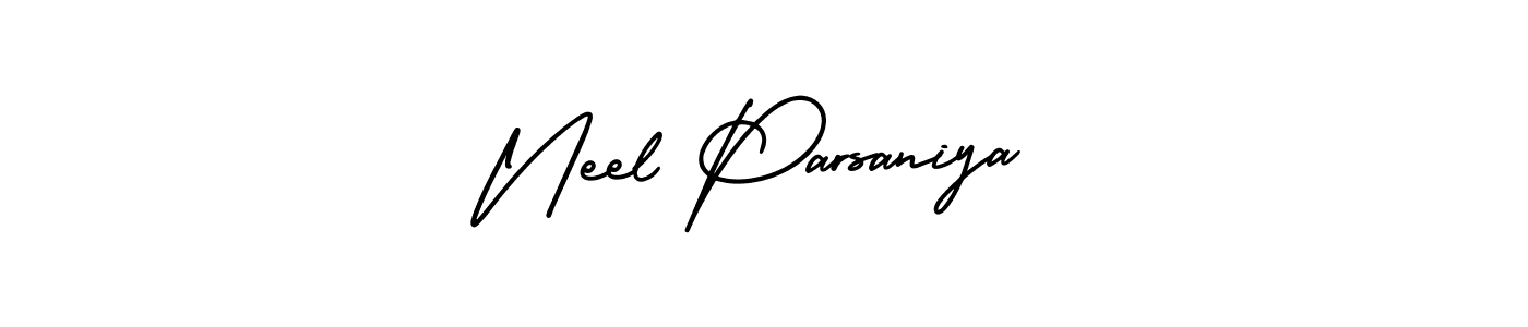 Make a short Neel Parsaniya signature style. Manage your documents anywhere anytime using AmerikaSignatureDemo-Regular. Create and add eSignatures, submit forms, share and send files easily. Neel Parsaniya signature style 3 images and pictures png