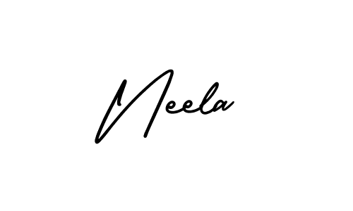How to make Neela name signature. Use AmerikaSignatureDemo-Regular style for creating short signs online. This is the latest handwritten sign. Neela signature style 3 images and pictures png