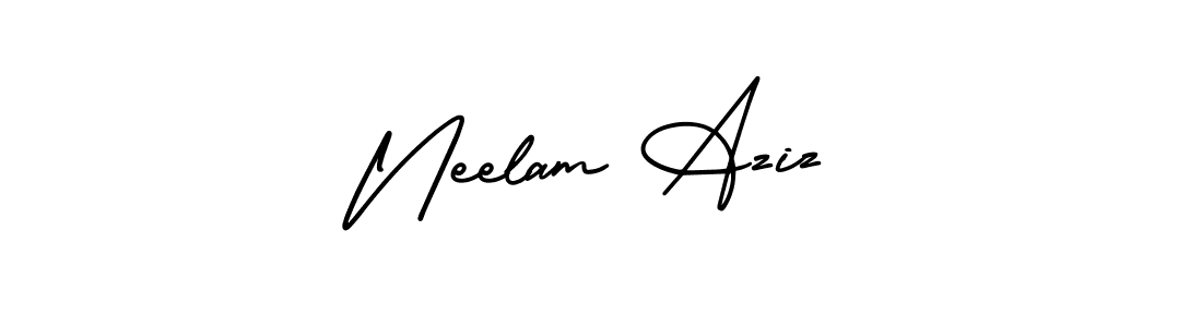 You should practise on your own different ways (AmerikaSignatureDemo-Regular) to write your name (Neelam Aziz) in signature. don't let someone else do it for you. Neelam Aziz signature style 3 images and pictures png