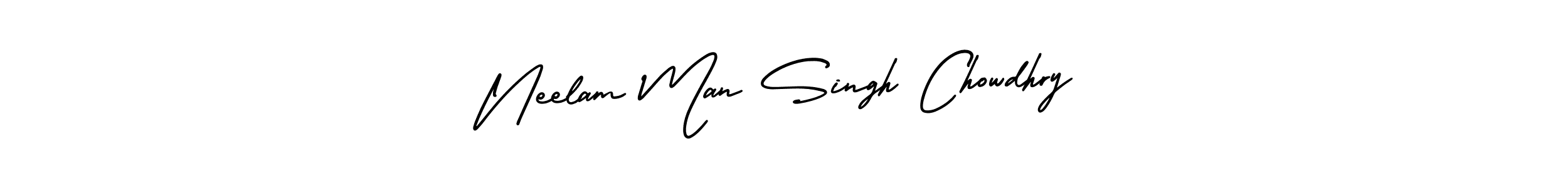 Neelam Man Singh Chowdhry stylish signature style. Best Handwritten Sign (AmerikaSignatureDemo-Regular) for my name. Handwritten Signature Collection Ideas for my name Neelam Man Singh Chowdhry. Neelam Man Singh Chowdhry signature style 3 images and pictures png