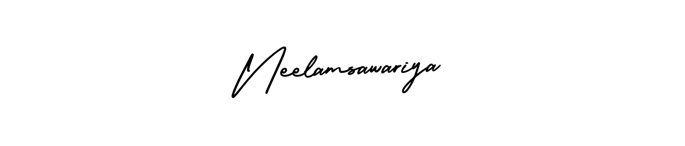 You should practise on your own different ways (AmerikaSignatureDemo-Regular) to write your name (Neelamsawariya) in signature. don't let someone else do it for you. Neelamsawariya signature style 3 images and pictures png
