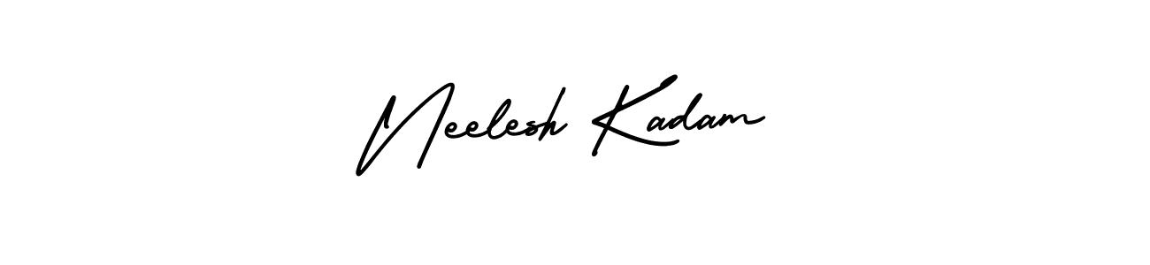 The best way (AmerikaSignatureDemo-Regular) to make a short signature is to pick only two or three words in your name. The name Neelesh Kadam include a total of six letters. For converting this name. Neelesh Kadam signature style 3 images and pictures png