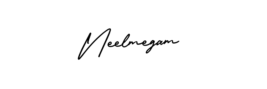 You should practise on your own different ways (AmerikaSignatureDemo-Regular) to write your name (Neelmegam) in signature. don't let someone else do it for you. Neelmegam signature style 3 images and pictures png