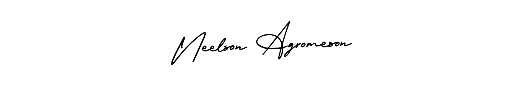 if you are searching for the best signature style for your name Neelson Agromeson. so please give up your signature search. here we have designed multiple signature styles  using AmerikaSignatureDemo-Regular. Neelson Agromeson signature style 3 images and pictures png