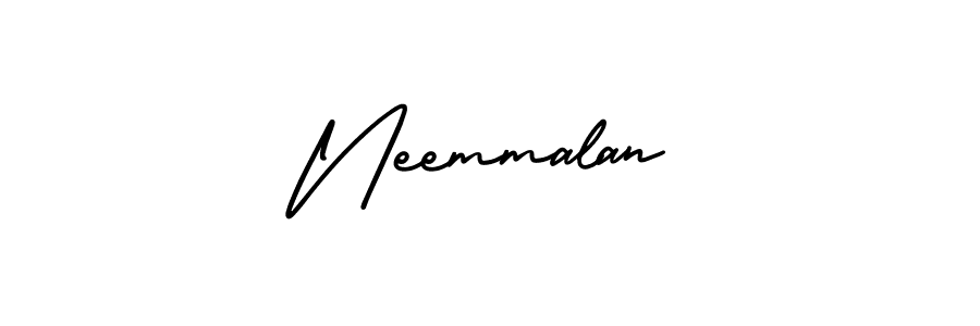 The best way (AmerikaSignatureDemo-Regular) to make a short signature is to pick only two or three words in your name. The name Neemmalan include a total of six letters. For converting this name. Neemmalan signature style 3 images and pictures png