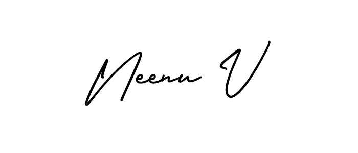 It looks lik you need a new signature style for name Neenu V. Design unique handwritten (AmerikaSignatureDemo-Regular) signature with our free signature maker in just a few clicks. Neenu V signature style 3 images and pictures png