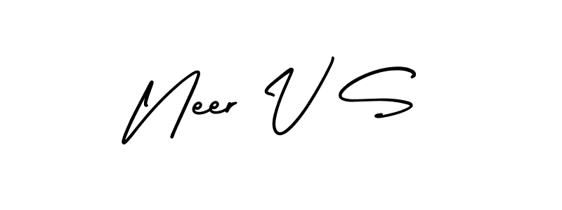 This is the best signature style for the Neer V S name. Also you like these signature font (AmerikaSignatureDemo-Regular). Mix name signature. Neer V S signature style 3 images and pictures png