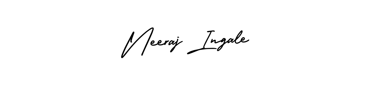 You should practise on your own different ways (AmerikaSignatureDemo-Regular) to write your name (Neeraj Ingale) in signature. don't let someone else do it for you. Neeraj Ingale signature style 3 images and pictures png