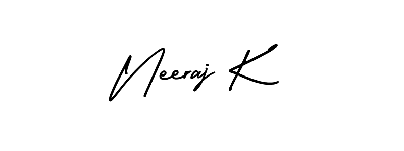 if you are searching for the best signature style for your name Neeraj K. so please give up your signature search. here we have designed multiple signature styles  using AmerikaSignatureDemo-Regular. Neeraj K signature style 3 images and pictures png