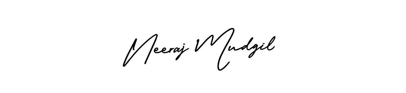 The best way (AmerikaSignatureDemo-Regular) to make a short signature is to pick only two or three words in your name. The name Neeraj Mudgil include a total of six letters. For converting this name. Neeraj Mudgil signature style 3 images and pictures png