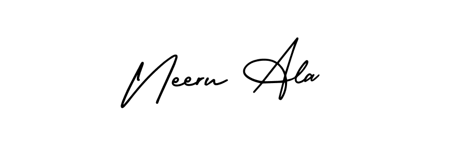 You should practise on your own different ways (AmerikaSignatureDemo-Regular) to write your name (Neeru Ala) in signature. don't let someone else do it for you. Neeru Ala signature style 3 images and pictures png