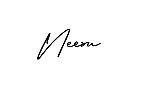 The best way (AmerikaSignatureDemo-Regular) to make a short signature is to pick only two or three words in your name. The name Neesu include a total of six letters. For converting this name. Neesu signature style 3 images and pictures png